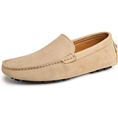 Go Tour Mens Handmade Suede Leather Casual Loafers Shoes Beige 6.5/38