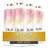 Olay Body Wash with Hyaluronic Acid and Vitamin B3, Cleansing & Nourishing, 17.9 Fl Oz (Pack of 4)