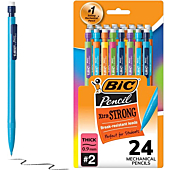BIC Xtra-Strong Thick Lead Mechanical Pencil, With Colorful Barrel Thick Point (0.9mm), 24-Count Pack, Mechanical Pencils With Erasers