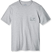 vineyard vines Men's Short Sleeve Vintage Whale Pocket T-Shirt, Heather Gray, Small
