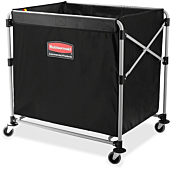 Rubbermaid Commercial Products, Collapsible X Cart Laundy Cart, College Move-In, Transport Supplies and Groceries, Steel, 8 Bushel (300 L) Cart, 36" L x 7" W x 34" H, Black