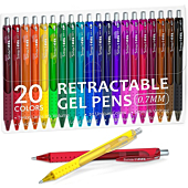 Colored Gel Pens, Shuttle Art 20 Colors Retractable Gel Ink Pens with Grip, Medium Point (0.7mm) Smooth Writing for Adults and Kids Writing Journaling Taking Notes Drawing at School Office Home