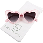 ShadyVEU Trendy Heart Shaped Love Colorful Baby Girl Toddler Ages 2-6 Yrs. Oversize Kids Sunglasses (Pink, Black Lens)