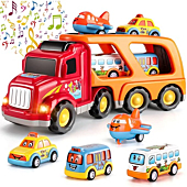 Toddler Car Toys for 3 4 5 6 Year Old for Boys, 5 in Carrier Truck Transport Vehicles, Friction Power Toys Toddler Toys Age 2-4 Baby Toys 18-24 Months Birthday Kids Gift Toddler Toys Age 1-2