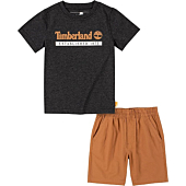 Timberland baby boys 2 Pieces Tee Shorts Set, Deep Black, 3T US