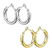 wowshow Chunky Thick Gold Tube Hoops Earrings for Women Girls