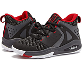 AND1 Takeoff 3.0 Boys Basketball Shoes, Mid Top Cool Court Sneakers for Kids - Black/Dark Grey/Red, 7 Big Kid