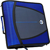 Case-it The Mighty Zip Tab Zipper Binder - 3 Inch O-Rings - 5 Color Tab Expanding File Folder - Multiple Pockets - 600 Sheet Capacity - Comes With Shoulder Strap - Blue D-146