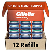 Gillette Fusion5 Mens Razor Blade Refills, 12 Count, Lubrastrip for a More Comfortable Shave
