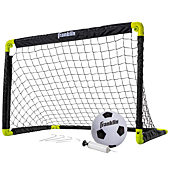 Franklin Sports Mini Soccer Goal Set - Backyard + Indoor Mini Net + Ball Set with Pump - Portable Folding Soccer Goal Set - 36" x 24" - Black