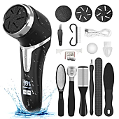 Electric Callus Remover for Feet with Vacuum, Professional Pedicure Tools Kit Foot File Callus Remover, Rechargeable Waterproof Foot File for Foot Care Deadskin Remover with 3Heads&2Speed,LCD Display