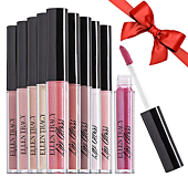 Enchante Ellen Tracy 10 Pc Lip Gloss Collection, Shimmery Lip Glosses for Women and Girls, Long Lasting Color Lip Gloss Set with Rich Varied Colors, Great Holiday Gift and Birthday Gift