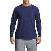 Russell Athletic mens Cotton Performance Long Sleeve T-Shirt, Navy, M