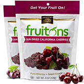 Traina Home Grown Fruitons California Sun Dried Cherries - No Sugar Added, Non GMO, Gluten Free, Kosher Certified, 6 oz pouch (pack of 2)