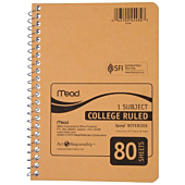 Mead Spiral Notebook, 80 Sheets, College Ruled, 7 x 5 Inch, Tan (45482)