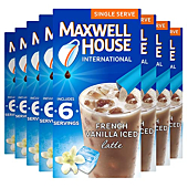 Maxwell House International French Vanilla Iced Latte Café-Style Single Serve Instant Coffee Beverage Mix (48 ct Pack, 8 Boxes of 6 Sticks)