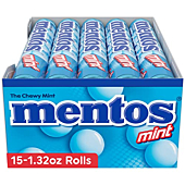 Mentos Chewy Mint Candy Roll, Mint, Non Melting, Party, 14 Pieces (Bulk Pack of 15) - Packaging May Vary