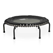 JumpSport 570 PRO | Fitness Trampoline | Professionals' Choice | Extra Large Surface for More Freedom | Non-Tipping Wide Arched Legs | Top Rated Quality, Safety & Durability | Includes 4 Workout DVD, Matte Black