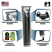 Wahl Stainless Steel Lithium Ion 2.0+ Slate Beard Trimmer for Men - Electric Shaver, Nose Ear Trimmer, Rechargeable All in One Men's Grooming Kit - Model 9864