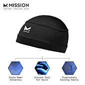 Mission Cooling Skull Cap- Hat, Helmet Liner, Running Beanie, Evaporative Cool Technology, Cools Instantly when Wet, UPF 50 Protection, for Under Helmets, Hardhats, Running, Football- Black