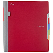 Five Star Advance Spiral Notebook, 5-Subject, College Ruled Paper,11" x 8-1/2", 200 Sheets, With Spiral Guard and Movable Dividers, Red (73146)