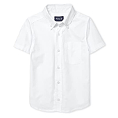 The Children's Place boys Short Sleeve Oxford Shirt, White, Small