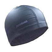Poqswim Swim Cap with PU Coat Can Fit Long Hair Swim Cap(Black)