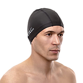 AqtivAqua Swim Cap Swimming Caps for Women Men Adult Kids Girls Boys Youth Hat (Black Color)