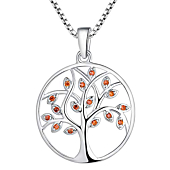 YL Tree Necklace Sterling Silver Cubic Zirconia Tree of Life Pendant Circle Giving Jewelry with 18K Gold Plated