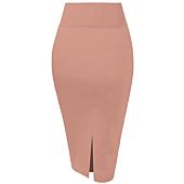 Womens Premium Nylon Ponte Stretch Office Pencil Skirt Made Below Knee KSK45002 1073T Mauve S