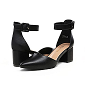 DREAM PAIRS Women's Annee Black Pu Low Heel Pump Shoes - 8.5 M US
