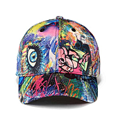 Quanhaigou Printed Baseball Cap,Colorful Graffiti Unisex Snapback Flat Bill Dancing Hip Hop Hats (Blue Eyes)