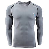 Nooz Men's Cool Dry Compression Baselayer Long Sleeve T Shirts - Dark Gray, Large