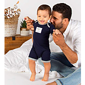 Burt's Bees Baby Baby Boys' Short Sleeve Rompers 2-pack, 100% Organic Cotton One-piece Coverall and Toddler Layette Set, Midnight Honey Bee, 6-9 Months US
