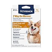 PetArmor 7 Way De-Wormer for Dogs, Oral Treatment for Tapeworm, Roundworm & Hookworm in Small Dogs & Puppies (6-25 lbs), Worm Remover (Praziquantel & Pyrantel Pamoate), 2 Flavored Chewables