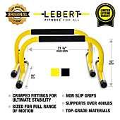Lebert Fitness Parallette Push Up Bars Dip Station Stand - Perfect for Home and Garage Gym Exercise Equipment - Gymnastics, Calisthenics, Strength Training Parallel Bars for Men and Women - Yellow