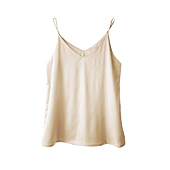 Wantschun Women's Silk Satin Camisole Cami Plain Strappy Vest Top T-Shirt Blouse Tank Shirt V-Neck Spaghetti Strap US Size L ; Champagne