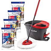 O-Cedar Easywring Microfiber Spin Mop & Bucket Floor Cleaning System with 4 Extra Refills