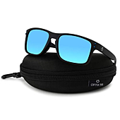 Polarized Sunglasses For Men | Fashion Retro Mens Sunglasses Polarized UV Protection - PC Frame & Rubber Finish Square Fishing Biking Sport Sun Glasses - REVO Coating | Includes Case (Blue)