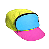 Fanny Pack Hat Nylon| 80s/90s Cap for Men | Retro Cap for Women |Zipper Pocket (CMYK - Neon Yellow, Turquoise and Magenta)