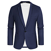 PJ PAUL JONES Men's Slim Fit Casual One Button Notched Lapel Suit Jacket Size S Navy Blue