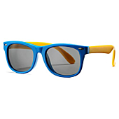 Kids Polarized Sunglasses TPEE Rubber Flexible Shades for Girls Boys Age 3-9 (Blue Frame/Grey Lens)