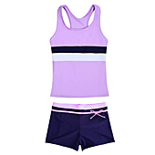 JerrisApparel Little Girls' Summer Two Piece Boyshort Tankini Kids Swimsuit (14-15/Tag Size 5XL, Purple)
