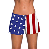 Sythyee Women's Swimsuit Shorts Tankini Swim Briefs Plus Size Bottom Boardshort Summer Swimwear Beach Trunks American Flag S