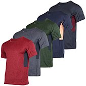 5 Pack: Boys Girls Active Athletic Quick Dry Dri Fit Short Sleeve T-Shirt Crew Neck Tops Teen Gym Undershirts Tees Youth Basketball Clothes Moisture Wicking Performance-Set 4,XL (16-18)