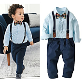 Baby Boy Clothes Toddler Suit Dress Shirt and Pants Sets 4 Pcs Dressy Outfit for Kids