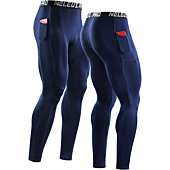 Neleus Men's 3 Pack Dry Fit Compression Pants Running Tights with Pocket,6069,Black/Grey/Navy,