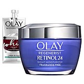 Olay Regenerist Retinol Moisturizer, Retinol 24 Night Face Cream, 1.7oz + Whip Face Moisturizer Travel/Trial Size Bundle