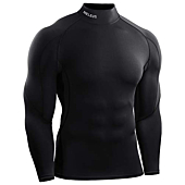 NELEUS Men's Compression Shirts Dry Fit Long Sleeve Mock Neck Shirts,3 Pack,5059,Black/Red/Grey,US XL,EU 2XL