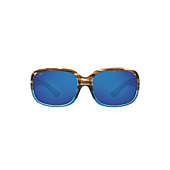 Costa Del Mar Women's Gannet Polarized Rectangular Sunglasses, Tortoise/Grey Blue Mirrored Polarized-580P, 58 mm